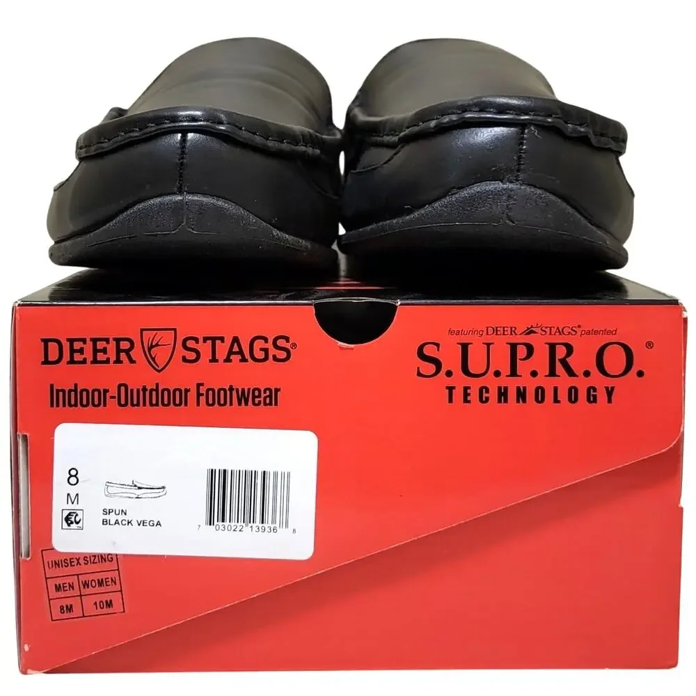 Deer Stags Men Spun Slip On Plush Loafer Slippers Size US 8M Black Vegan